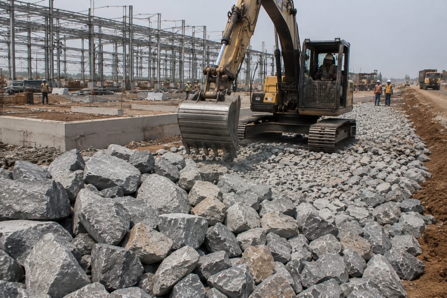 Soling stone work for industrial site preparation